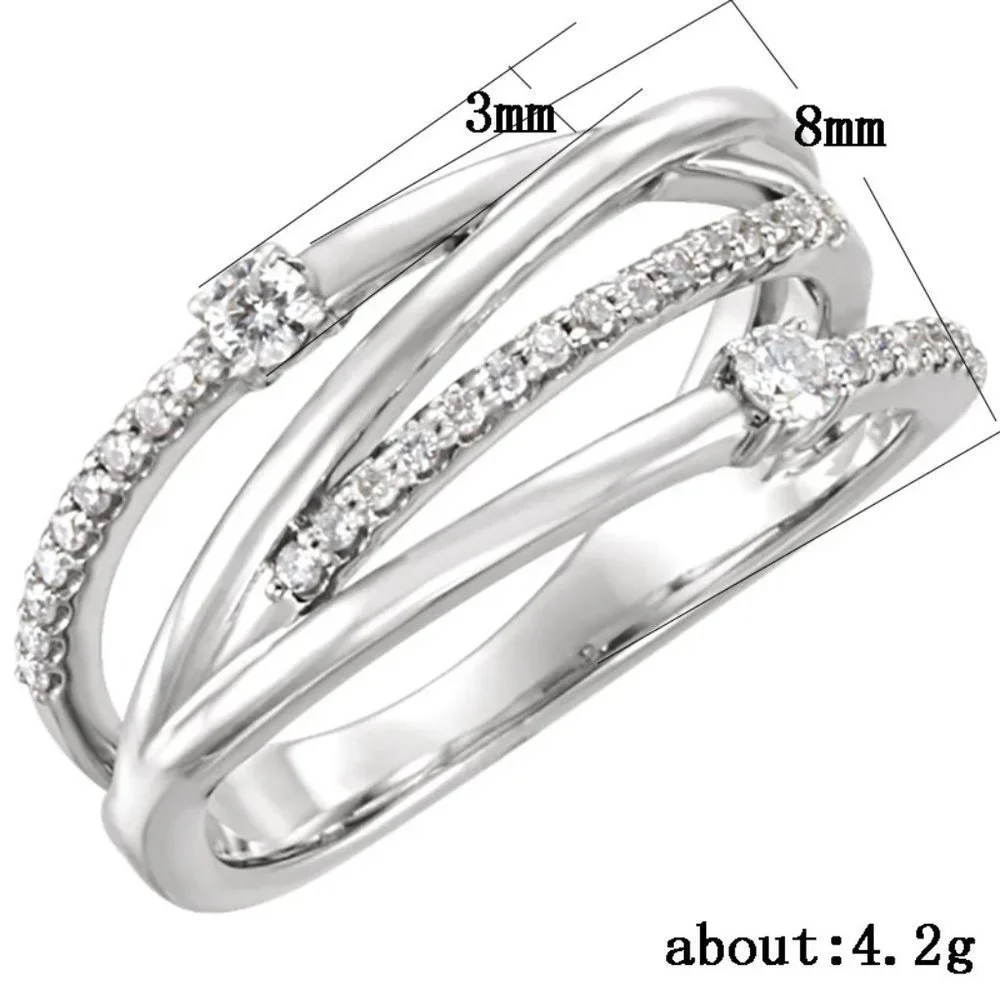💎 Multi Layer Beautiful White Shiny Zircon Trendy Stackable Ring Women PD296